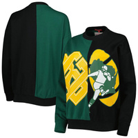 Женский пуловер с большим лицом Mitchell & Ness Green/Black Green Bay Packers