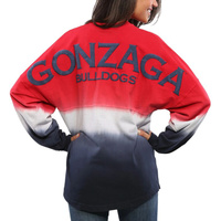 Женский красный джерси Spirit с длинными рукавами и омбре Gonzaga Bulldogs, окрашенный окунанием