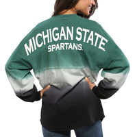 Женское зеленое джерси Spirit с длинными рукавами и омбре Michigan State Spartans, окрашенное окунанием