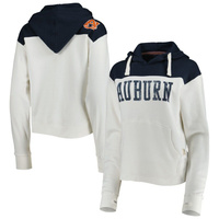 Женский пуловер с капюшоном с кокеткой Pressbox белого/темно-синего цвета Auburn Tigers Chicago 2-Hit