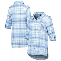 Женская фланелевая ночная рубашка с длинными рукавами и застежкой на все пуговицы для женщин Concepts Sport Пудрово-синя