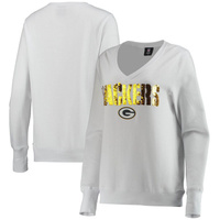 Женский пуловер с v-образным вырезом Cuce White Green Bay Packers Victory
