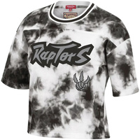 Женская черно-белая укороченная футболка Mitchell & Ness Toronto Raptors Hardwood Classics с принтом тай-дай