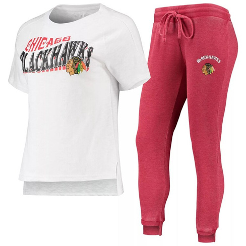 Женская спортивная красная/белая рубашка Chicago Blackhawks Resurgence Slub Burnout реглан и комплект для сна для женщин