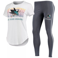 Женский комплект из футболки и леггинсов Concepts Sport белого/темно-серого цвета San Jose Sharks Sonata