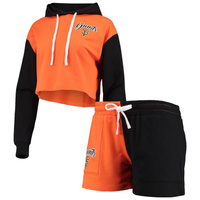 Женский FOCO оранжевый/черный пуловер San Francisco Giants с цветными блоками, толстовка и шорты, комплект для отдыха