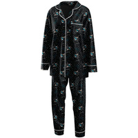 Женская одежда Erin Andrews: черный комплект для сна с рубашкой на пуговицах и брюками San Jose Sharks с длинными рукава