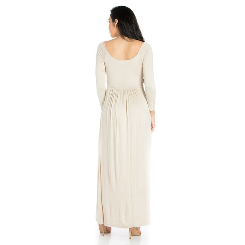 Женское плиссированное платье макси с завышенной талией и длинными рукавами 24seven Comfort Apparel 24Seven Comfort Appa