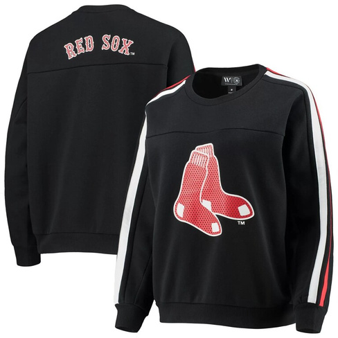 Женский черный пуловер с перфорированным логотипом The Wild Collective Boston Red Sox