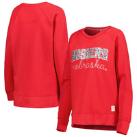 Женский пуловер с принтом реглан Pressbox Scarlet Nebraska Huskers, пуловер с принтом животных, толстовка