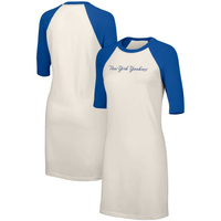 Женское белое платье-футболка Tri-Blend с полурукавами Nettie Raglan в стиле Lusso New York Yankees