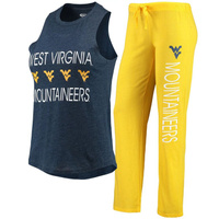 Женский комплект для сна с майкой и брюками Concepts Sport золотого/темно-синего цвета West Virginia Mountaineers