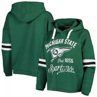 Женский пуловер с капюшоном Pressbox зеленого цвета Michigan State Spartans Super Pennant