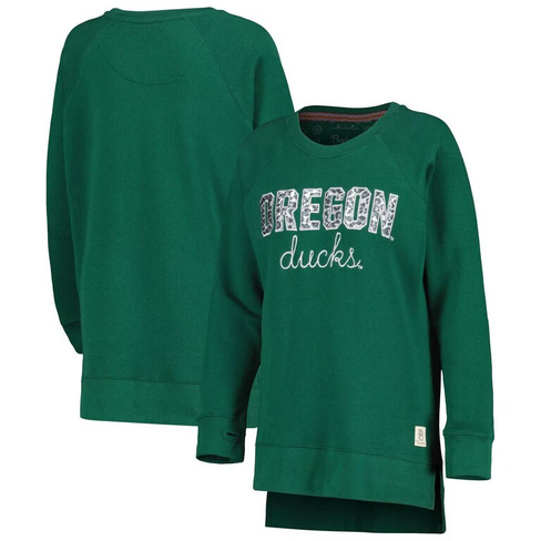 Женский пуловер реглан с принтом Pressbox Green Oregon Ducks Steamboat и животным толстовка