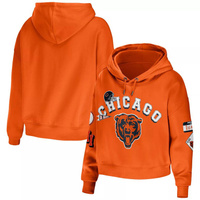 Женская одежда Erin Andrews Orange Chicago Bears Скромный укороченный пуловер больших размеров с капюшоном и капюшоном