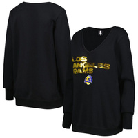 Женский черный пуловер с v-образным вырезом и логотипом Cuce Los Angeles Rams