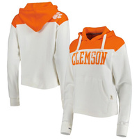 Женский пуловер с капюшоном для прессы белого/оранжевого цвета Clemson Tigers Chicago 2-Hit с кокеткой