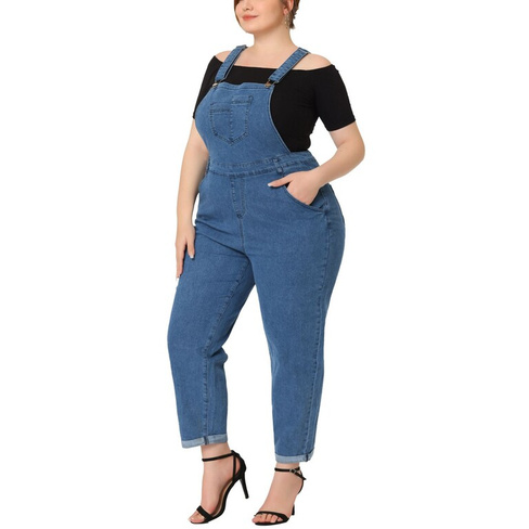 Женские повседневные эластичные регулируемые джинсовые комбинезоны больших размеров, джинсы, брюки, комбинезоны Agnes Or