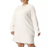 Платье-свитер больших размеров для женщин, вязаный пуловер с длинными рукавами, короткие платья-свитера Agnes Orinda