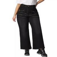 Женские эластичные потертые брюки-палаццо больших размеров, джинсы больших размеров Agnes Orinda, черный