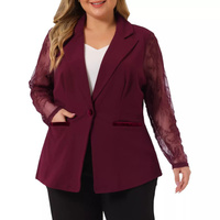 Женский блейзер больших размеров, рабочая куртка, блейзеры с кружевными передними лацканами и куртками, куртки Agnes Ori