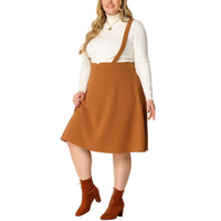 Женская юбка-трапеция на подтяжках со съемным ремешком больших размеров Agnes Orinda, коричневый