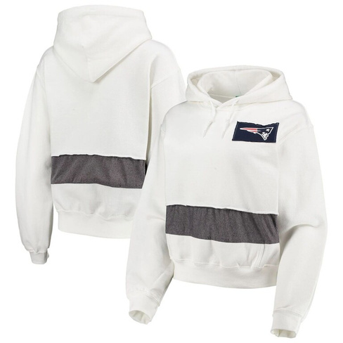 Женский укороченный пуловер с капюшоном «летучая мышь» New England Patriots белого цвета New England Patriots