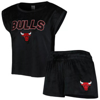 Женский комплект для сна с футболкой и шортами для сна, черная футболка Chicago Bulls Intermission Concepts Sport