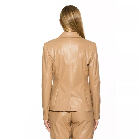 Женский классический двубортный пиджак из искусственной кожи ALEXIA ADMOR ALEXIA ADMOR, коричневый