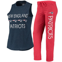 Женский спортивный темно-синий/красный комплект New England Patriots размера плюс с майкой и брюками для сна