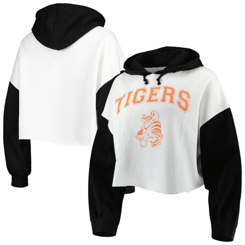 Женская укороченная толстовка Gameday Couture белого/черного цвета Clemson Tigers Good Time с цветными блоками