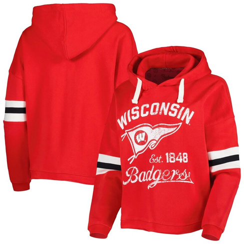 Женский пуловер с капюшоном Pressbox Red Wisconsin Badgers Super Pennant
