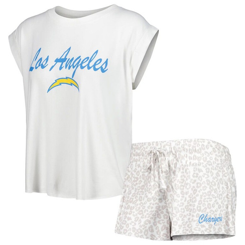 Женский комплект для сна с футболкой и шортами Concepts Sport белого/кремового цвета Los Angeles Chargers Montana