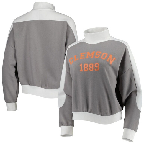 Женский серый пуловер Gameday Couture Clemson Tigers Make it a Mock Sporty
