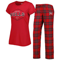 Женский комплект для сна: красная/черная спортивная футболка со значком Chicago Bulls и пижамные штаны Concepts