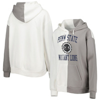 Женский пуловер с капюшоном Gameday Couture серого/белого цвета Penn State Nittany Lions с разрезом