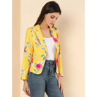 Женский пиджак с открытым передом и цветочным принтом ALLEGRA K
