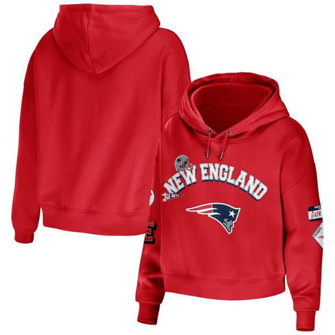 Женская одежда от Erin Andrews Красный скромный укороченный пуловер с капюшоном New England Patriots