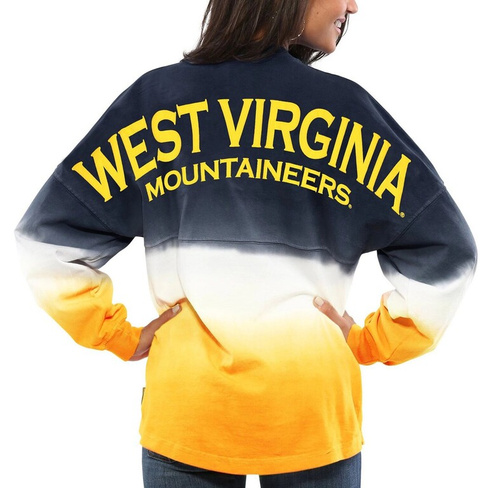 Женский темно-синий Джерси с длинными рукавами и омбре West Virginia Mountaineers Spirit, окрашенный погружением