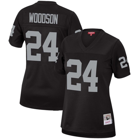 Женская черная футболка команды Mitchell & Ness Charles Woodson Las Vegas Raiders Legacy Replica Team