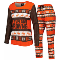 Женский пижамный комплект FOCO Orange Cleveland Browns Holiday Ugly Pajama Set