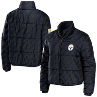 Женская одежда Erin Andrews Черная пуховая куртка с молнией во всю длину Pittsburgh Steelers