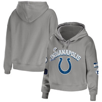 Женская одежда от Erin Andrews Серый укороченный пуловер с капюшоном Indianapolis Colts Modest