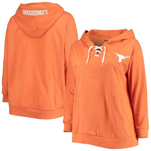 Женский пуловер с капюшоном и v-образным вырезом на шнуровке, Техасский оранжевый Texas Longhorns размера плюс