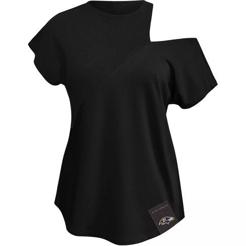 Черная женская рубашка из три смесового материала с вырезами KIYA TOMLIN Baltimore Ravens