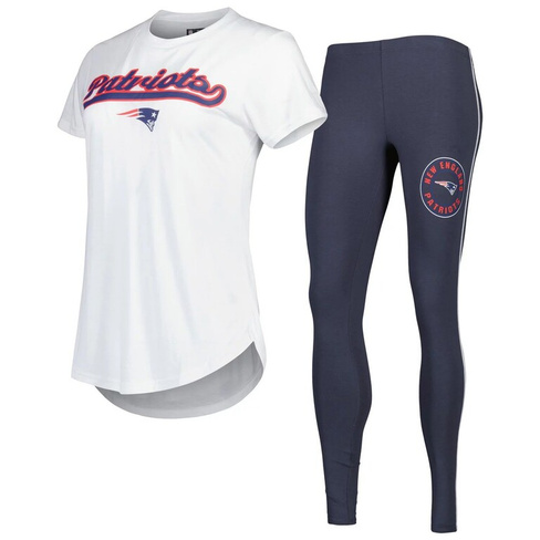 Женская футболка Concepts Sport, белая/темно-серая футболка New England Patriots Sonata и леггинсы для сна