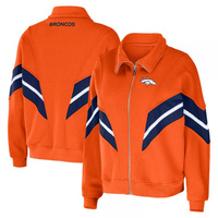 Женская одежда Erin Andrews Orange Denver Broncos Куртка больших размеров с молнией во всю длину в полоску из пряжи