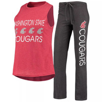 Женский комплект для сна с майкой и брюками Concepts Sport малиновый/темно-угольный комплект Washington State Cougars Te