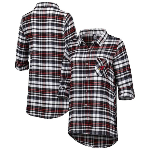 Женская фланелевая ночная рубашка с длинными рукавами и застежкой на все пуговицы Concepts Sport Black/Cardinal Arizona
