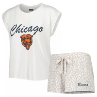 Женский комплект для сна с футболкой и шортами Concepts Sport белого/кремового цвета Chicago Bears Montana